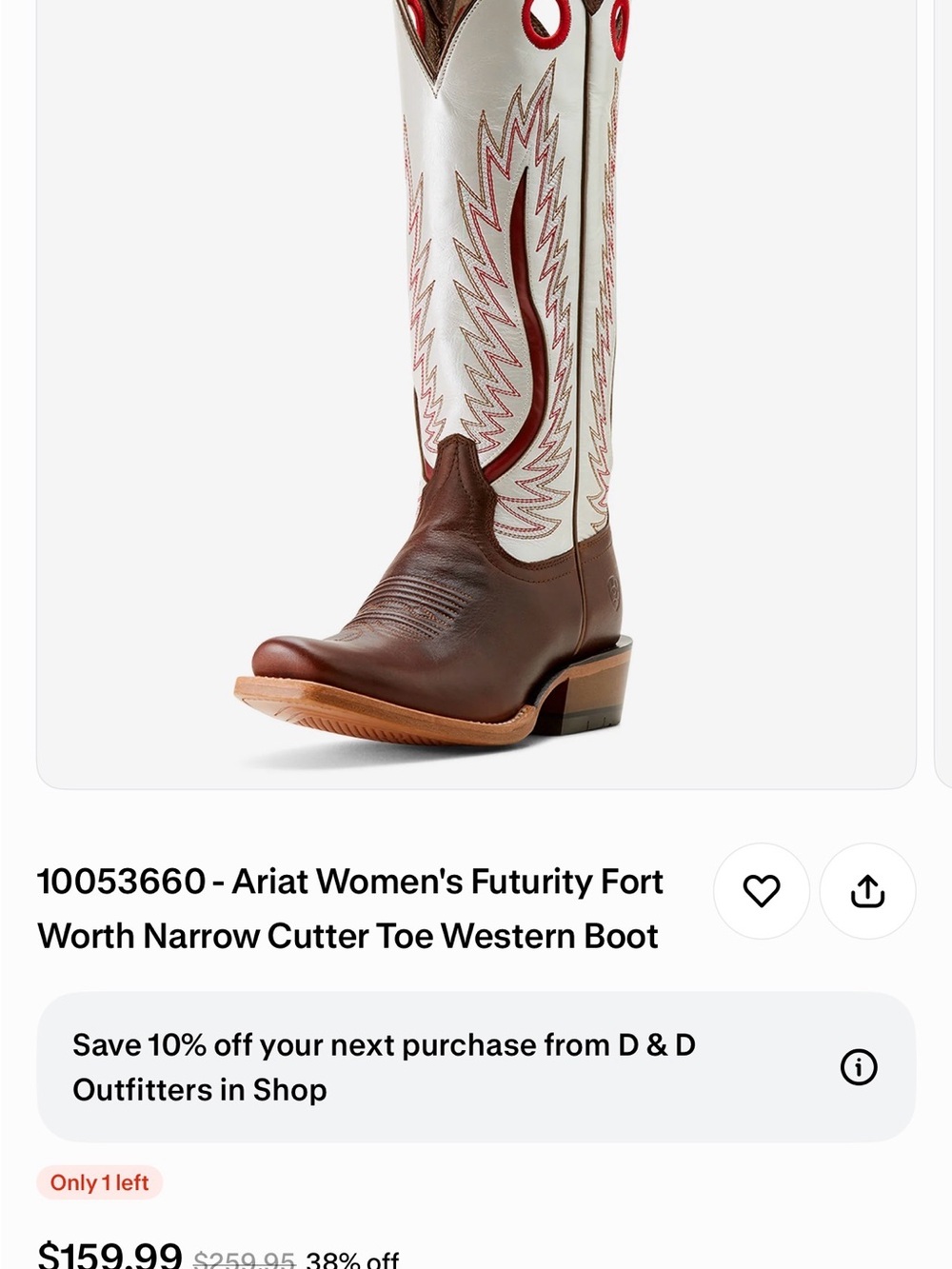 Ariat Brown Leather Foot White Shaft Western Boot with Red Stitching